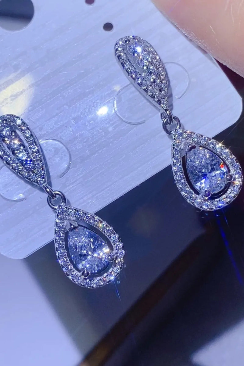 2 Carat Moissanite 925 Sterling Silver Teardrop Earrings - Samuels Jewelers