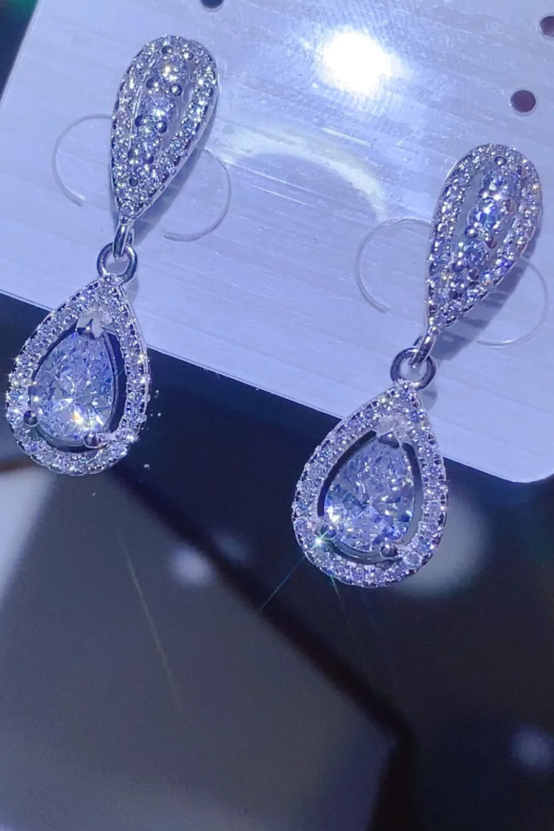 2 Carat Moissanite 925 Sterling Silver Teardrop Earrings - Samuels Jewelers