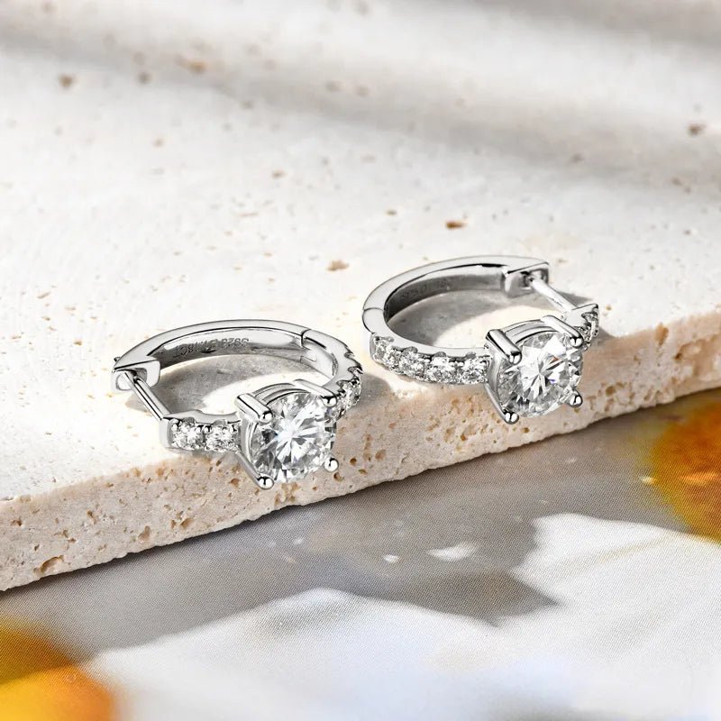 2.36 Carat Moissanite Hoop Earrings - 925 Sterling Silver - Samuels Jewelers