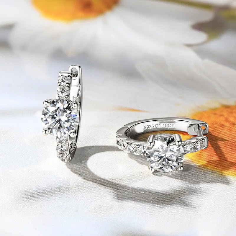 2.36 Carat Moissanite Hoop Earrings - 925 Sterling Silver - Samuels Jewelers