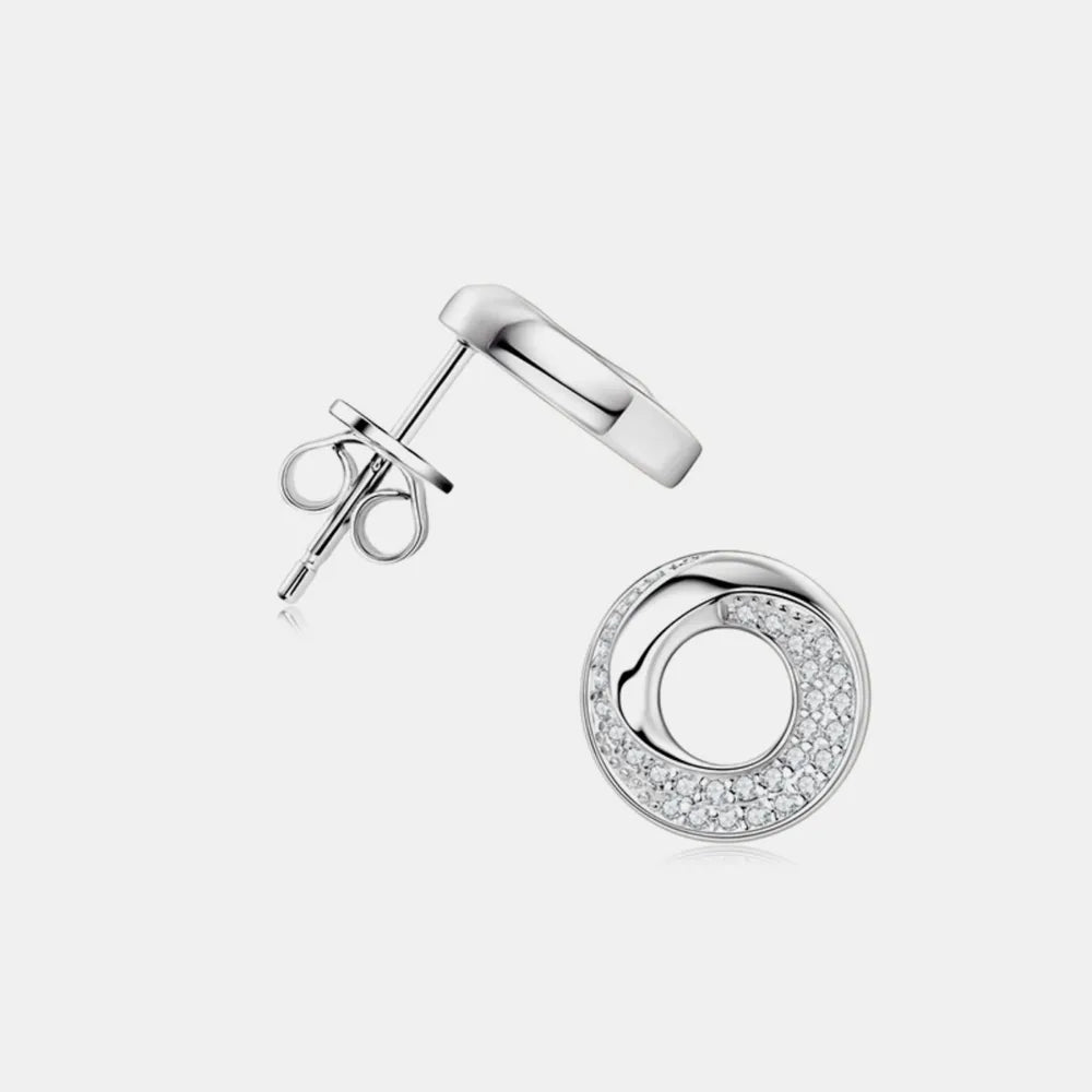 925 Sterling Silver Inlaid Moissanite Stud Earrings - Samuels Jewelers