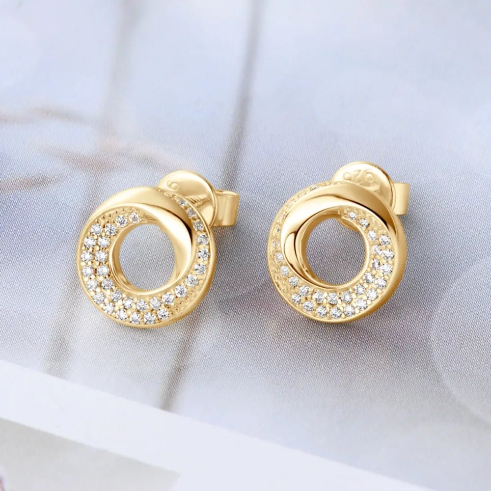925 Sterling Silver Inlaid Moissanite Stud Earrings - Samuels Jewelers