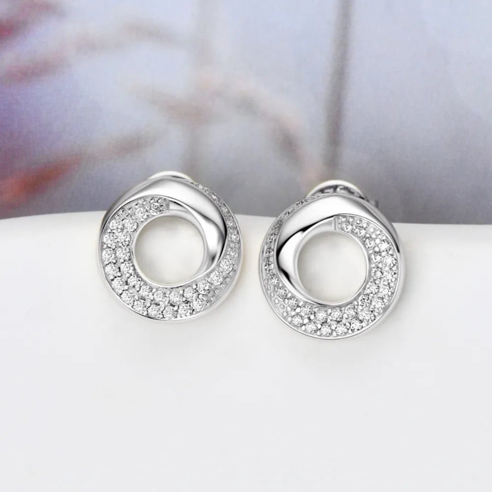 925 Sterling Silver Inlaid Moissanite Stud Earrings - Samuels Jewelers