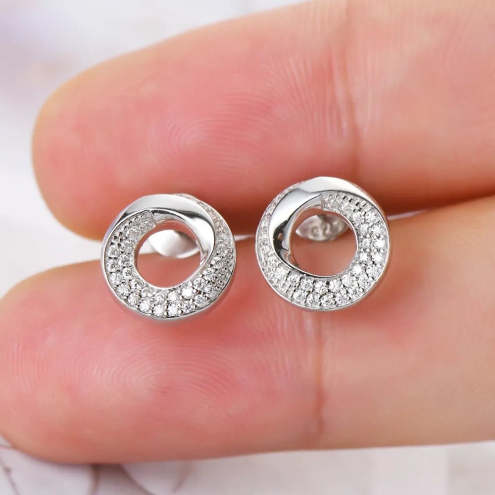 925 Sterling Silver Inlaid Moissanite Stud Earrings - Samuels Jewelers