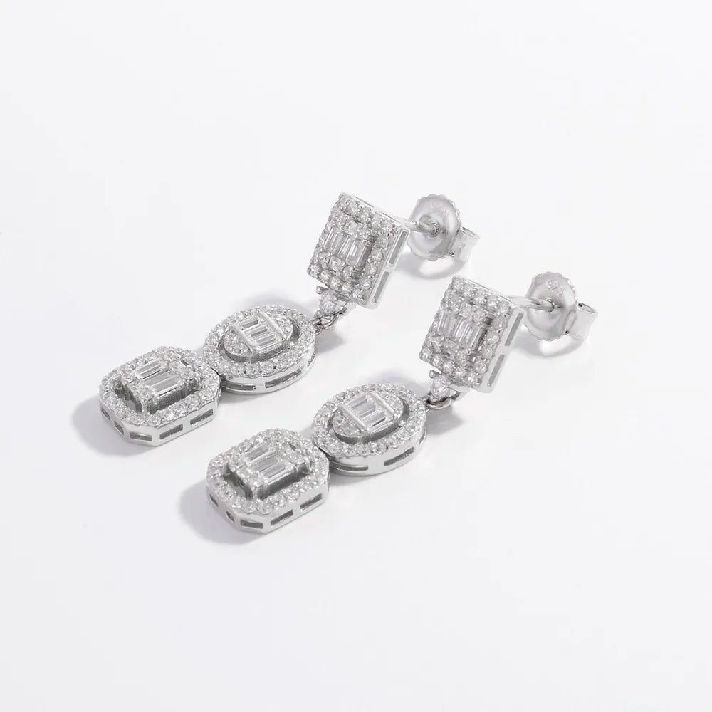 Inlaid Zircon Earrings - 925 Sterling Silver - Samuels Jewelers