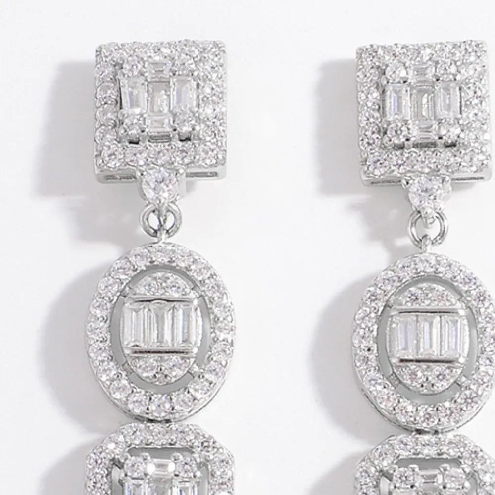 Inlaid Zircon Earrings - 925 Sterling Silver - Samuels Jewelers