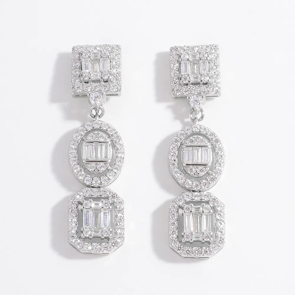 Inlaid Zircon Earrings - 925 Sterling Silver - Samuels Jewelers