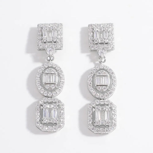 Inlaid Zircon Earrings - 925 Sterling Silver - Samuels Jewelers