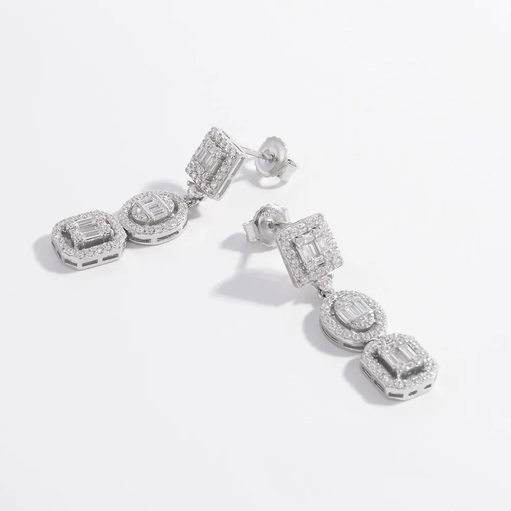 Inlaid Zircon Earrings - 925 Sterling Silver - Samuels Jewelers