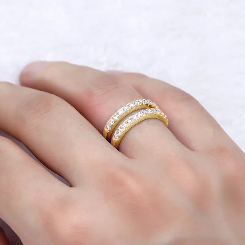925 Sterling Silver Moissanite Double Layered Ring - Samuels Jewelers