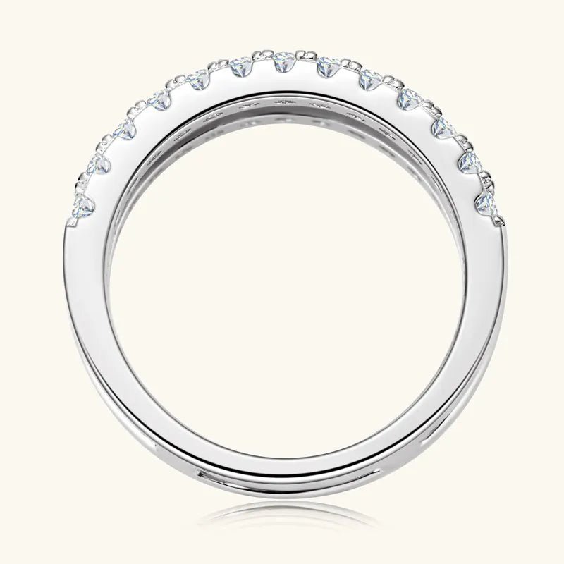 925 Sterling Silver Moissanite Double Layered Ring - Samuels Jewelers