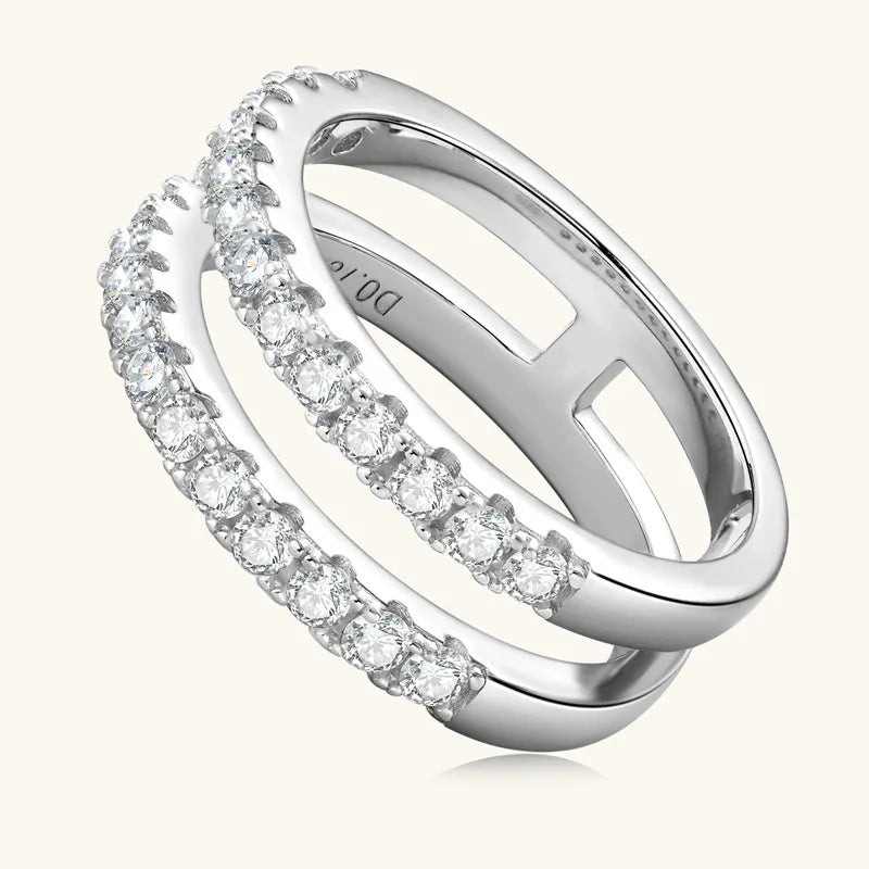 925 Sterling Silver Moissanite Double Layered Ring - Samuels Jewelers