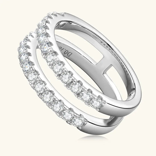 925 Sterling Silver Moissanite Double Layered Ring - Samuels Jewelers