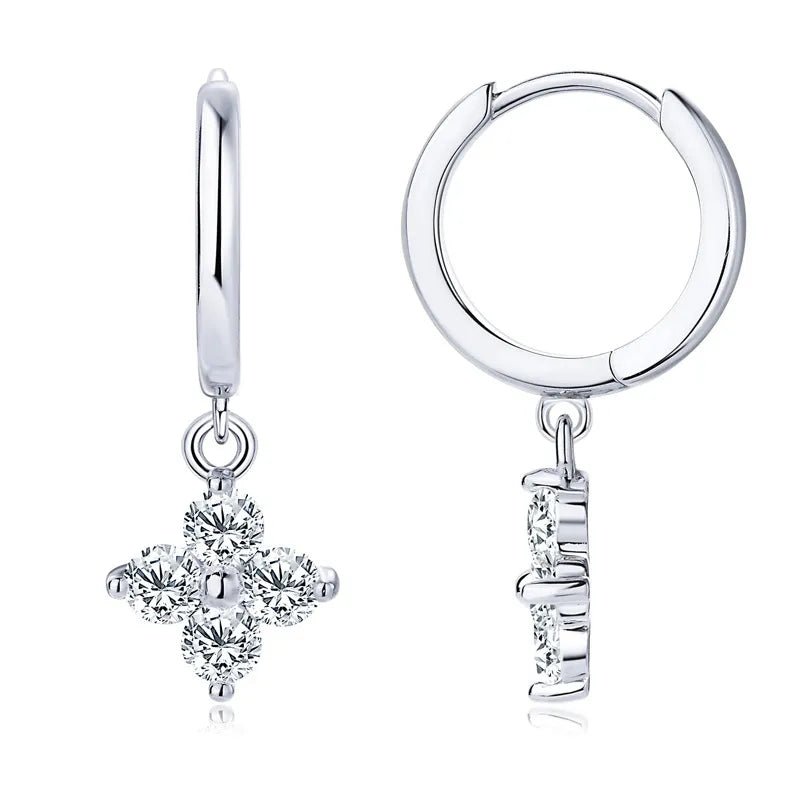 925 Sterling Silver Moissanite Hoop Drop Earrings - Samuels Jewelers