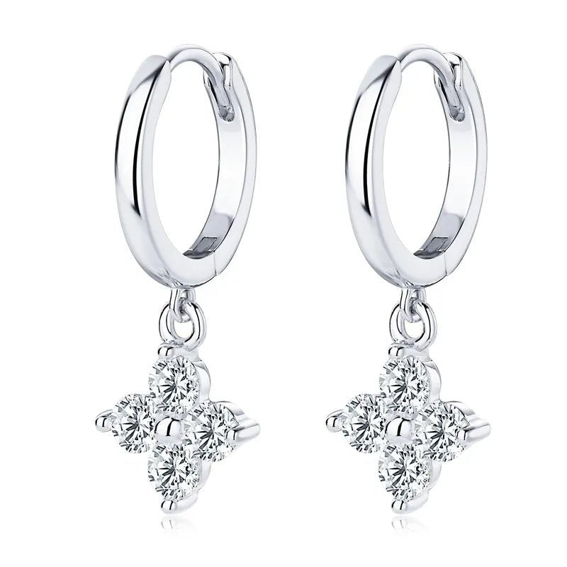 925 Sterling Silver Moissanite Hoop Drop Earrings - Samuels Jewelers