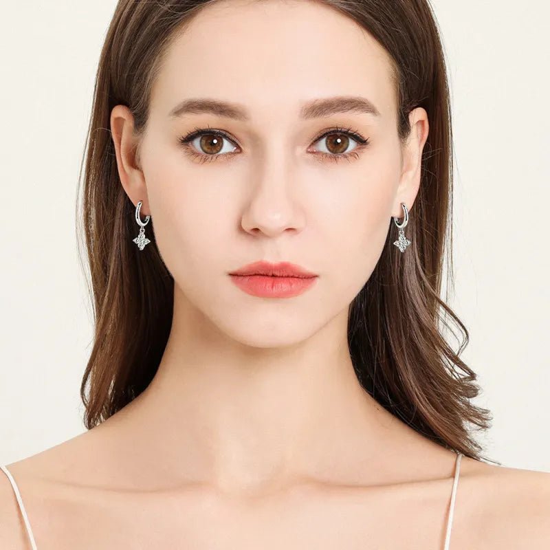925 Sterling Silver Moissanite Hoop Drop Earrings - Samuels Jewelers