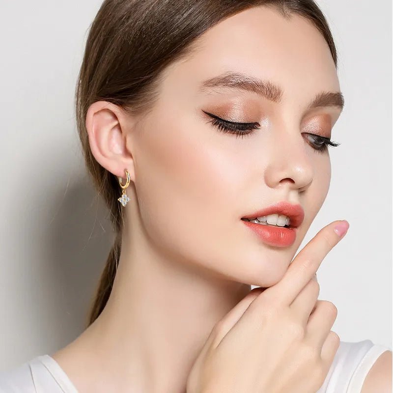 925 Sterling Silver Moissanite Hoop Drop Earrings - Samuels Jewelers