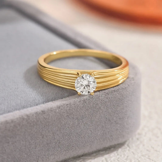 0.5 Carat Moissanite 18K Gold-Plated Ring - Sterling Silver - Samuels Jewelers
