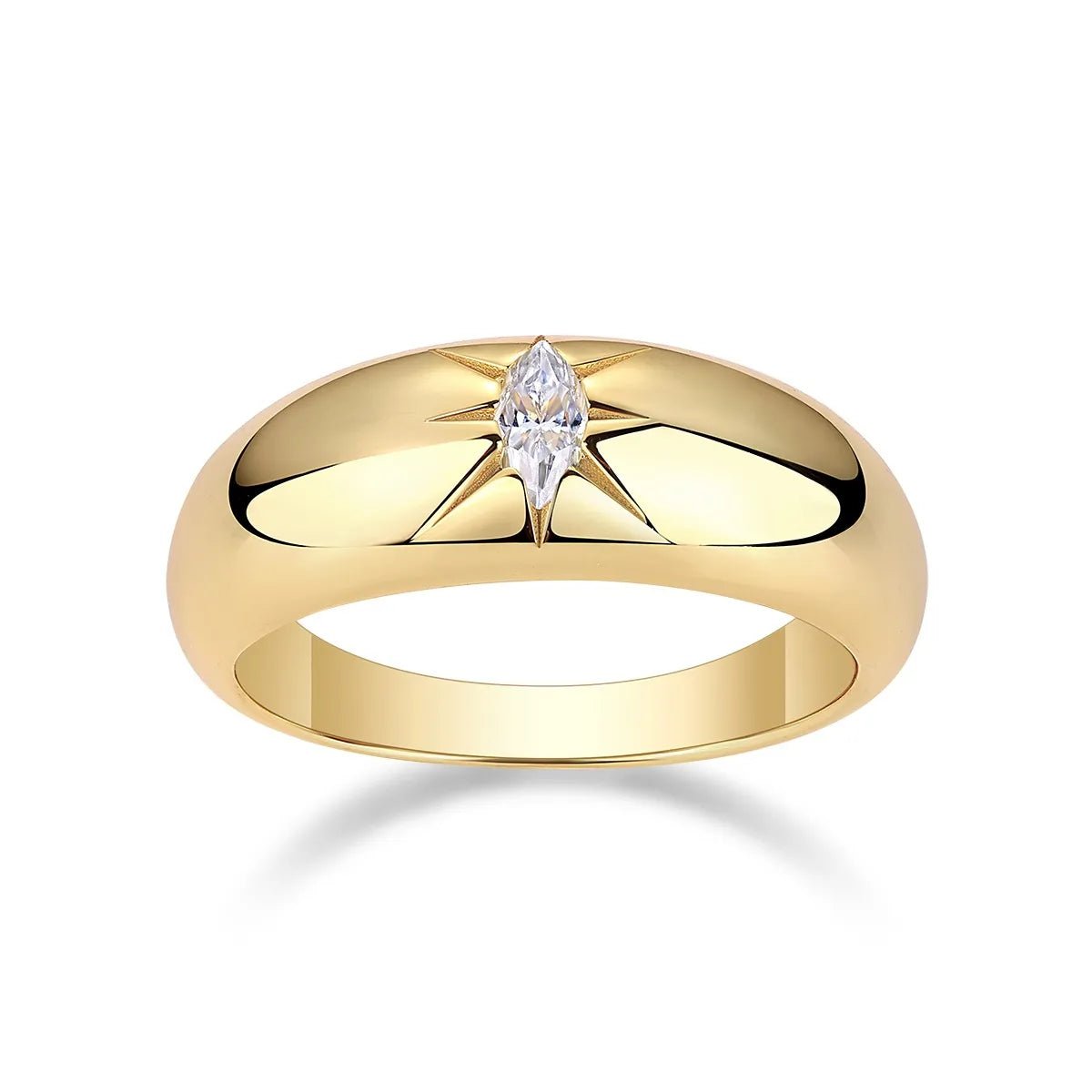 925 Sterling Silver 18K Gold Plated - Moissanite Stone Ring - Samuels Jewelers