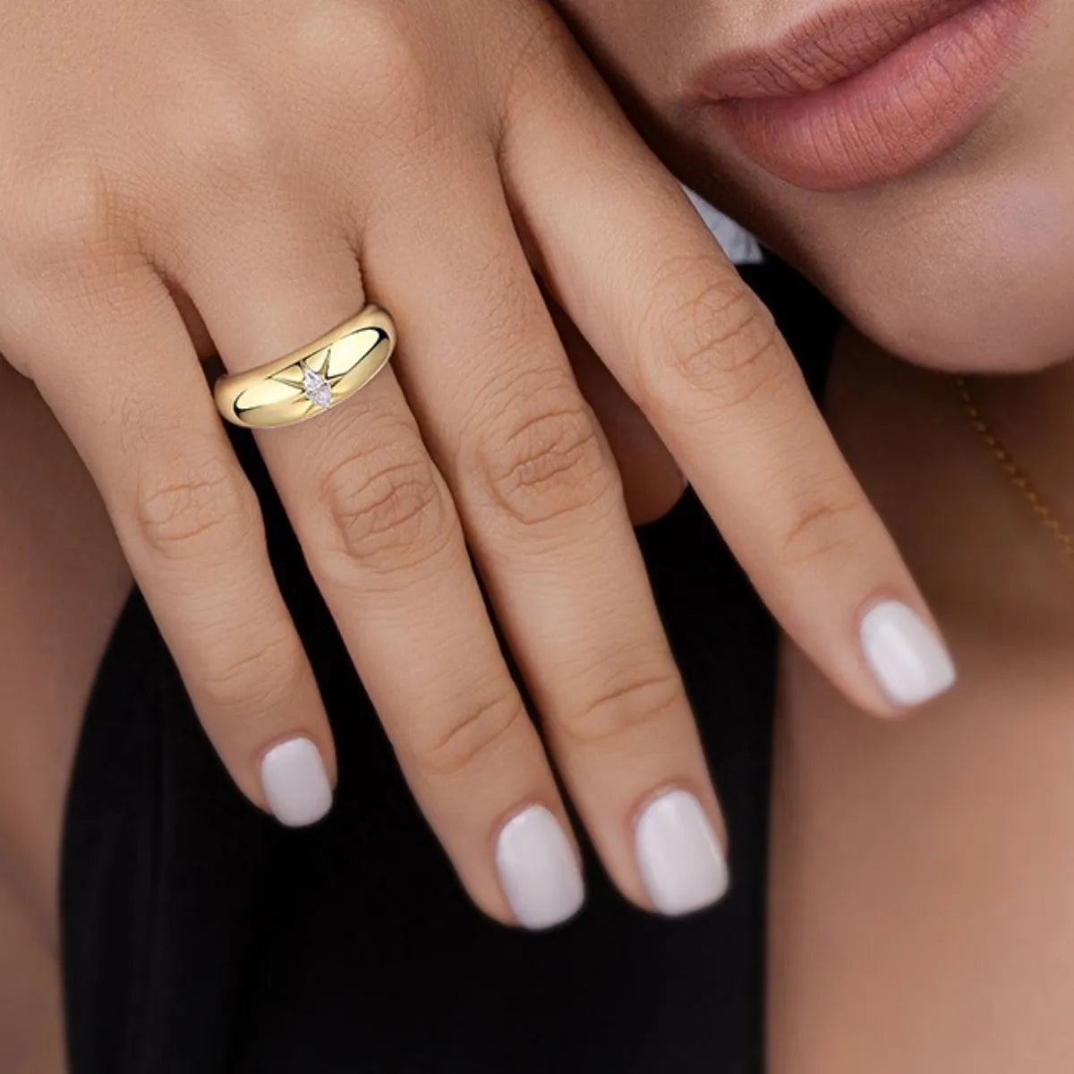 925 Sterling Silver 18K Gold Plated - Moissanite Stone Ring - Samuels Jewelers