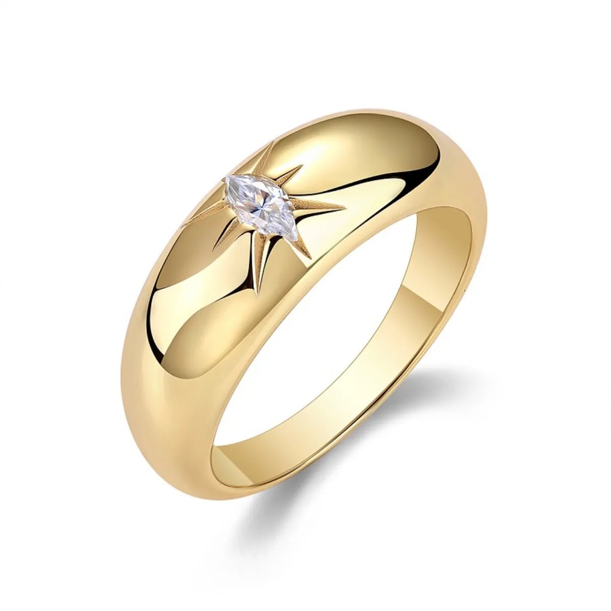 925 Sterling Silver 18K Gold Plated - Moissanite Stone Ring - Samuels Jewelers