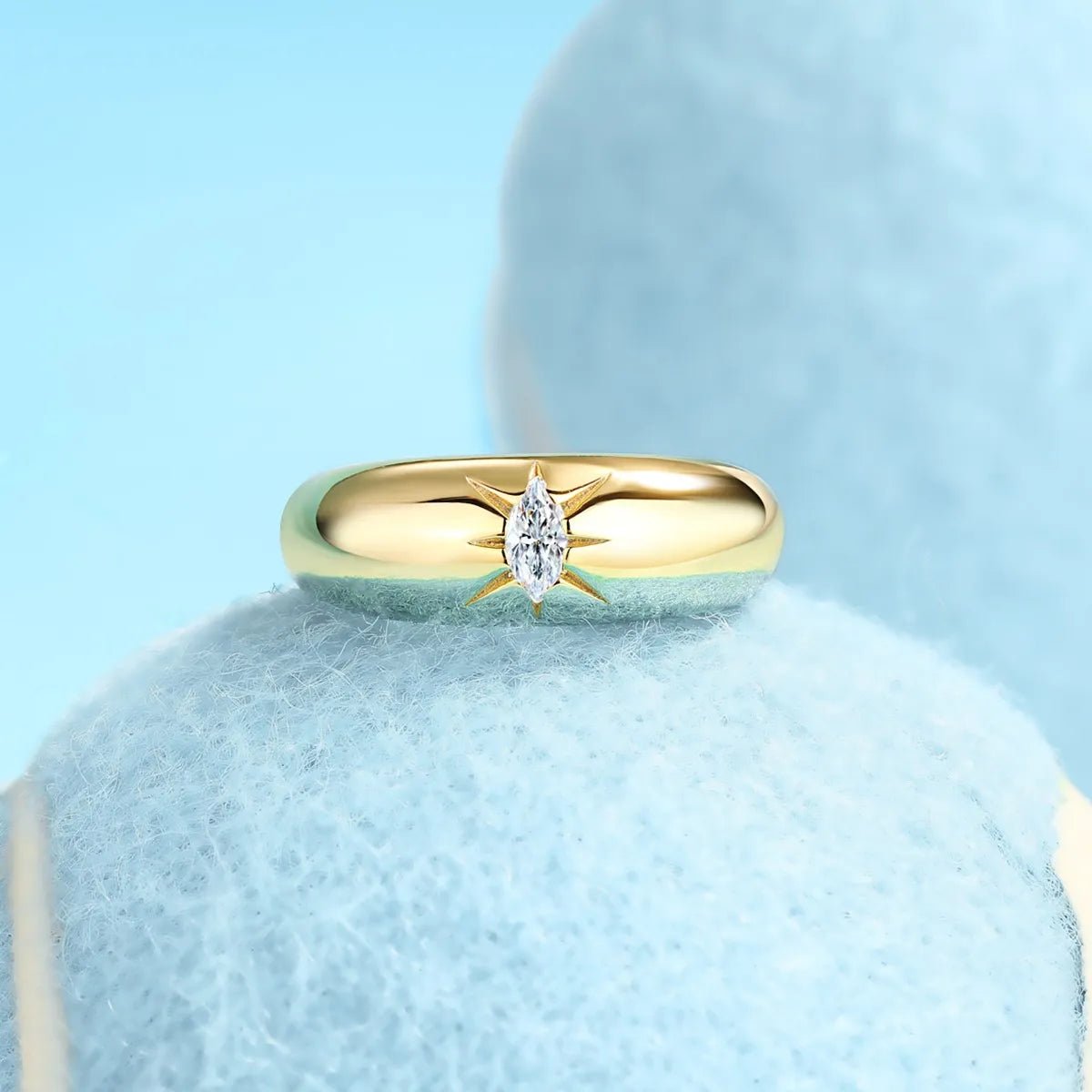 925 Sterling Silver 18K Gold Plated - Moissanite Stone Ring - Samuels Jewelers