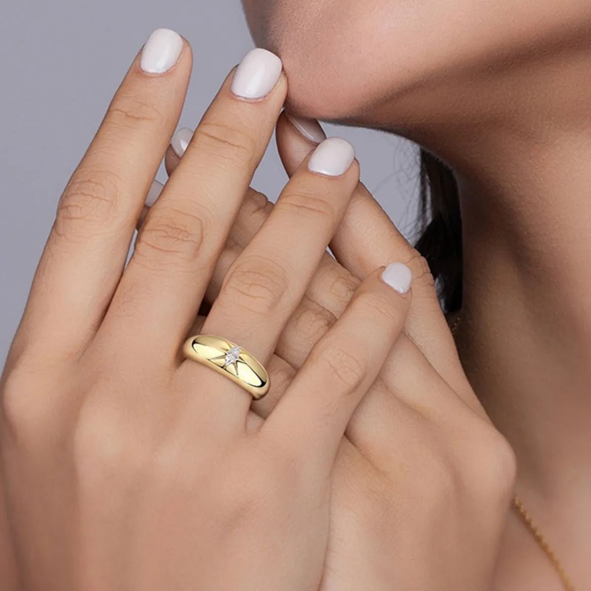 925 Sterling Silver 18K Gold Plated - Moissanite Stone Ring - Samuels Jewelers