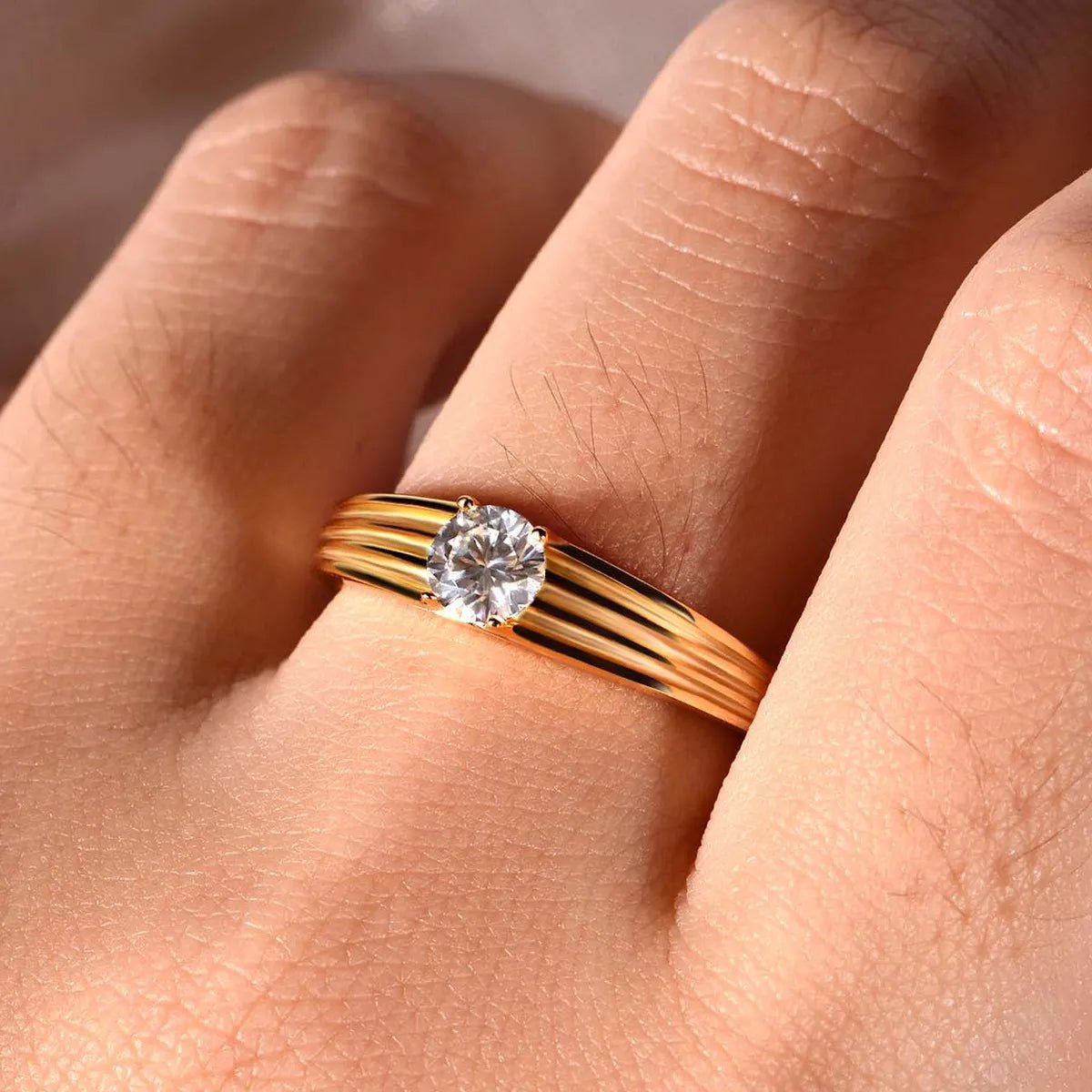 0.5 Carat Moissanite 18K Gold-Plated Ring - Sterling Silver - Samuels Jewelers