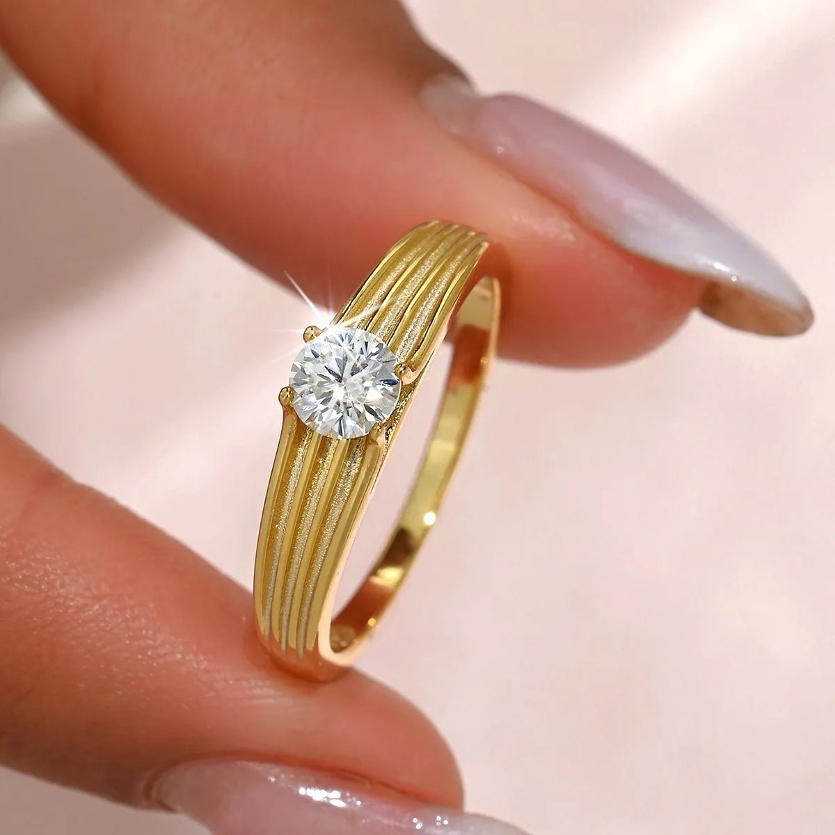 0.5 Carat Moissanite 18K Gold-Plated Ring - Sterling Silver - Samuels Jewelers