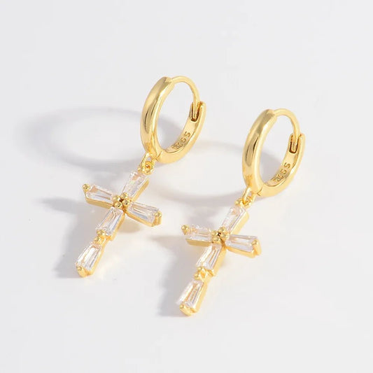 925 Sterling Silver Zircon Cross Earrings - Samuels Jewelers