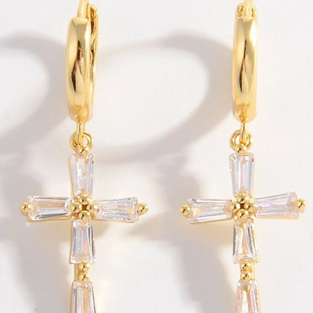 925 Sterling Silver Zircon Cross Earrings - Samuels Jewelers