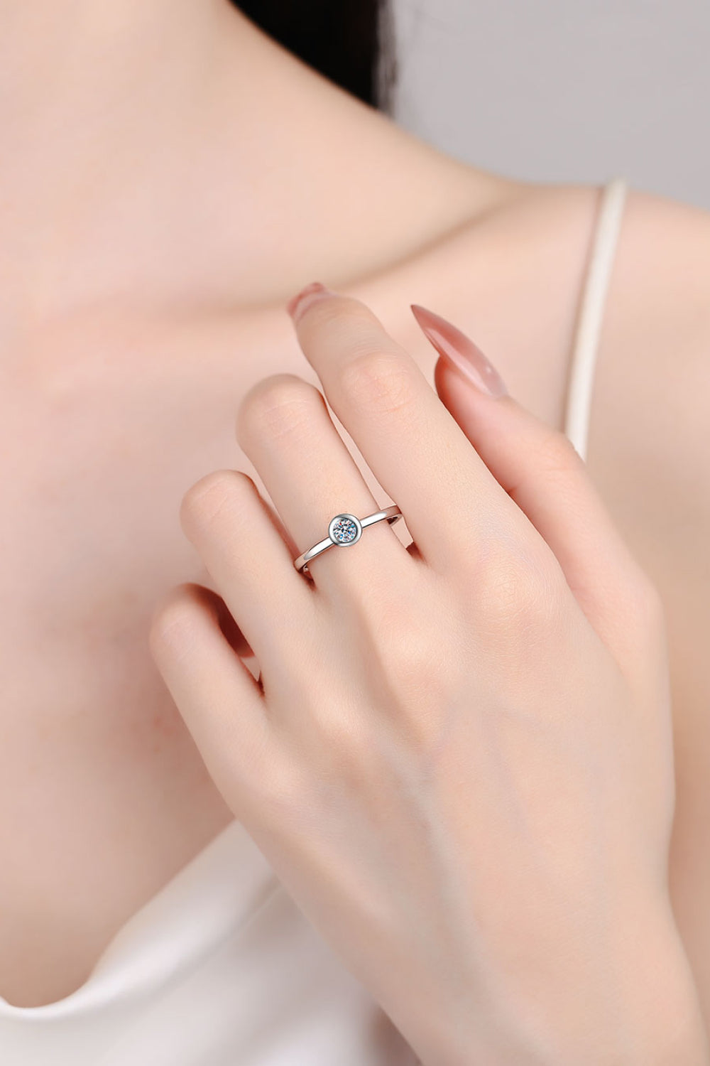0.3 Carat Moissanite Rhodium-Plated Solitaire Ring | Samuels Jewelers