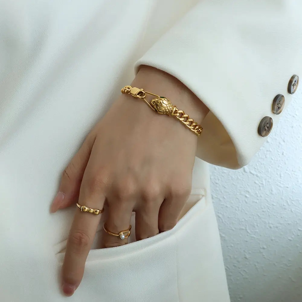 Snake Head Chain Titanium Bracelet | Samuels Jewelers