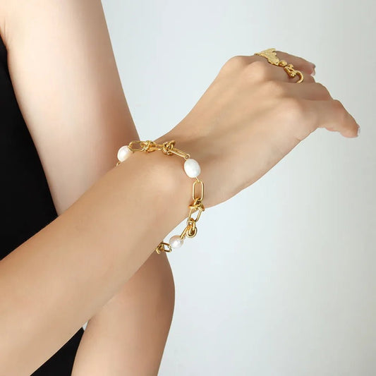 Freshwater Pearl Titanium Steel Bracelet - Samuels Jewelers