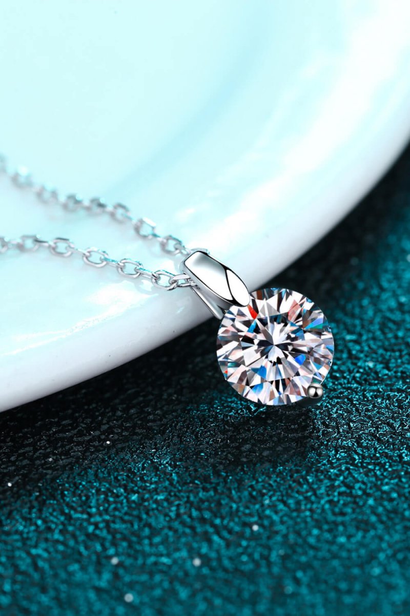 Minimalist 925 Sterling Silver Moissanite Pendant Necklace - Samuels Jewelers