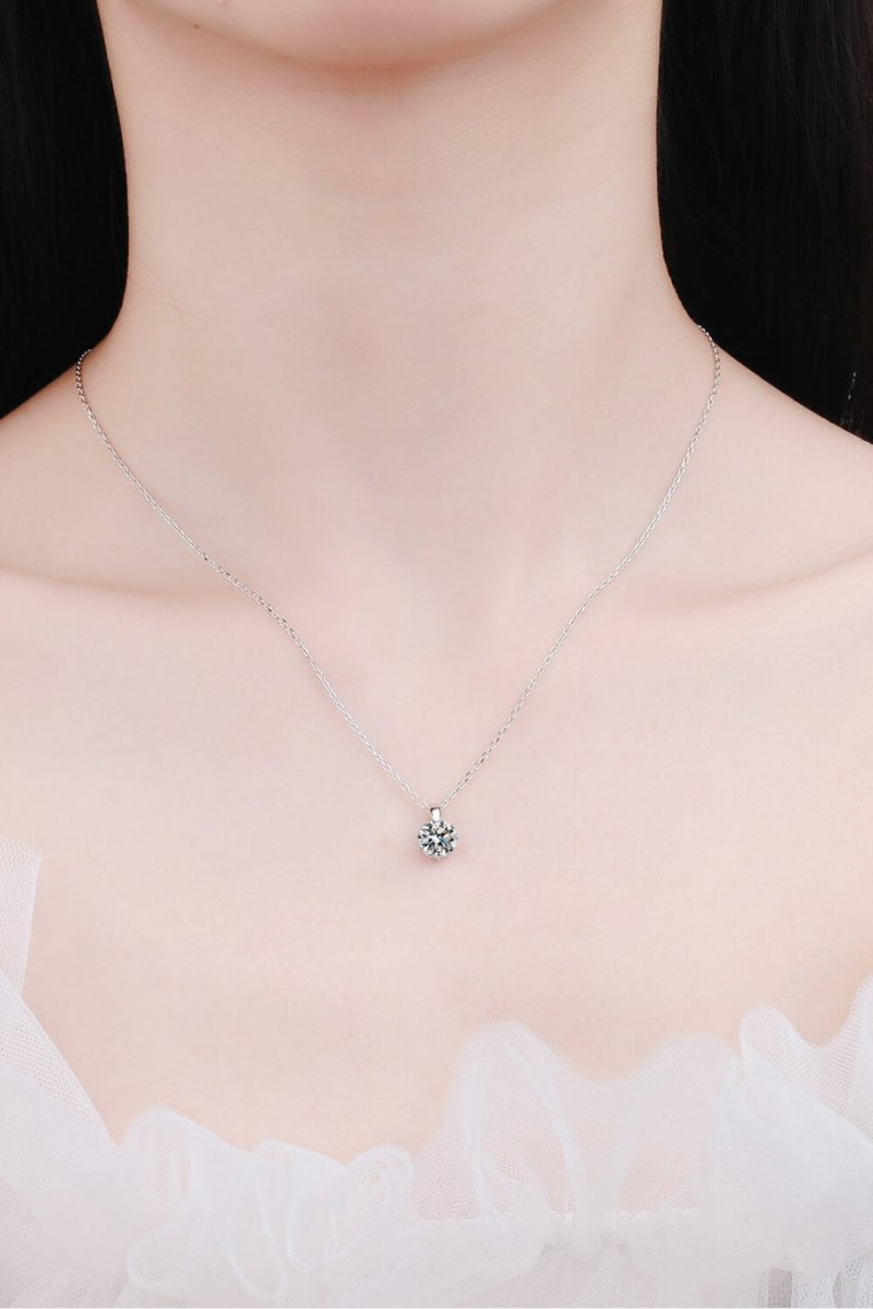 Minimalist 925 Sterling Silver Moissanite Pendant Necklace - Samuels Jewelers