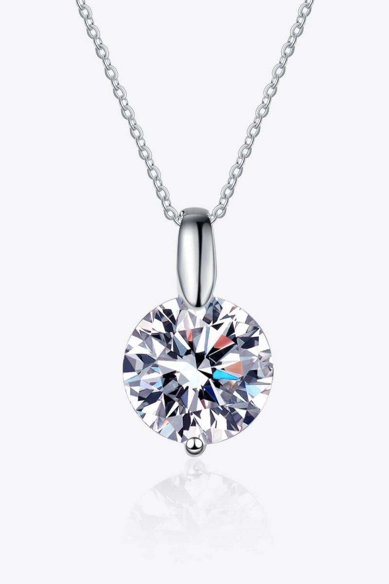 Minimalist 925 Sterling Silver Moissanite Pendant Necklace - Samuels Jewelers