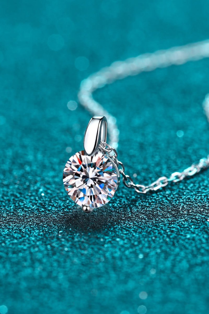 Minimalist 925 Sterling Silver Moissanite Pendant Necklace - Samuels Jewelers