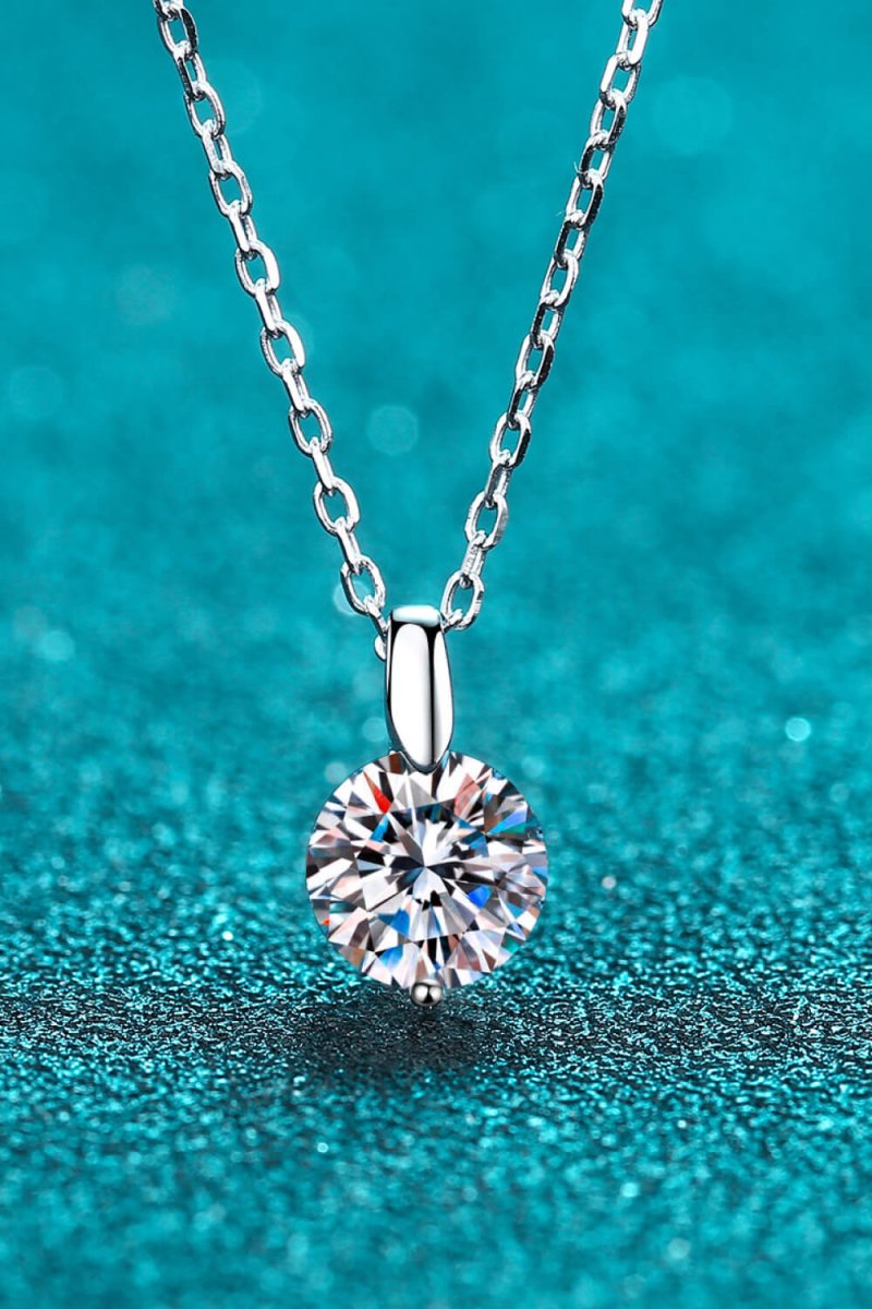 Minimalist 925 Sterling Silver Moissanite Pendant Necklace - Samuels Jewelers