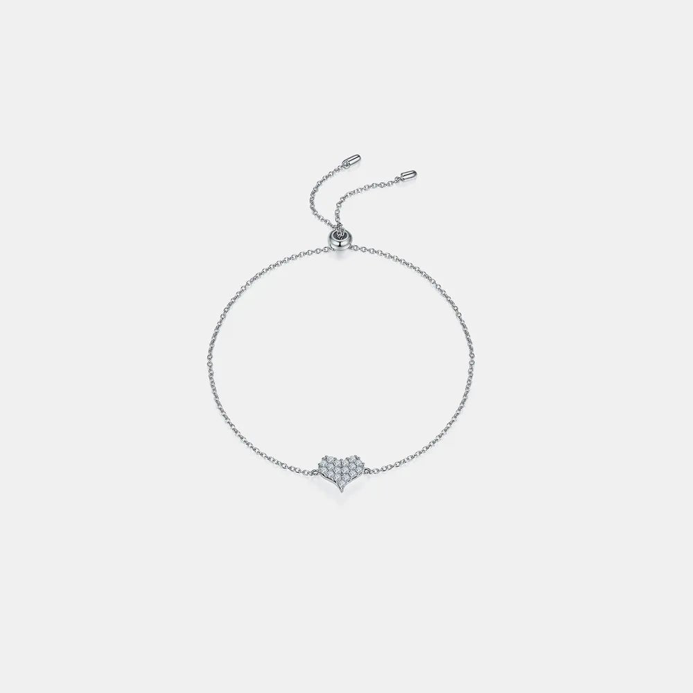 Moissanite 925 Sterling Silver Heart Bracelet - Samuels Jewelers