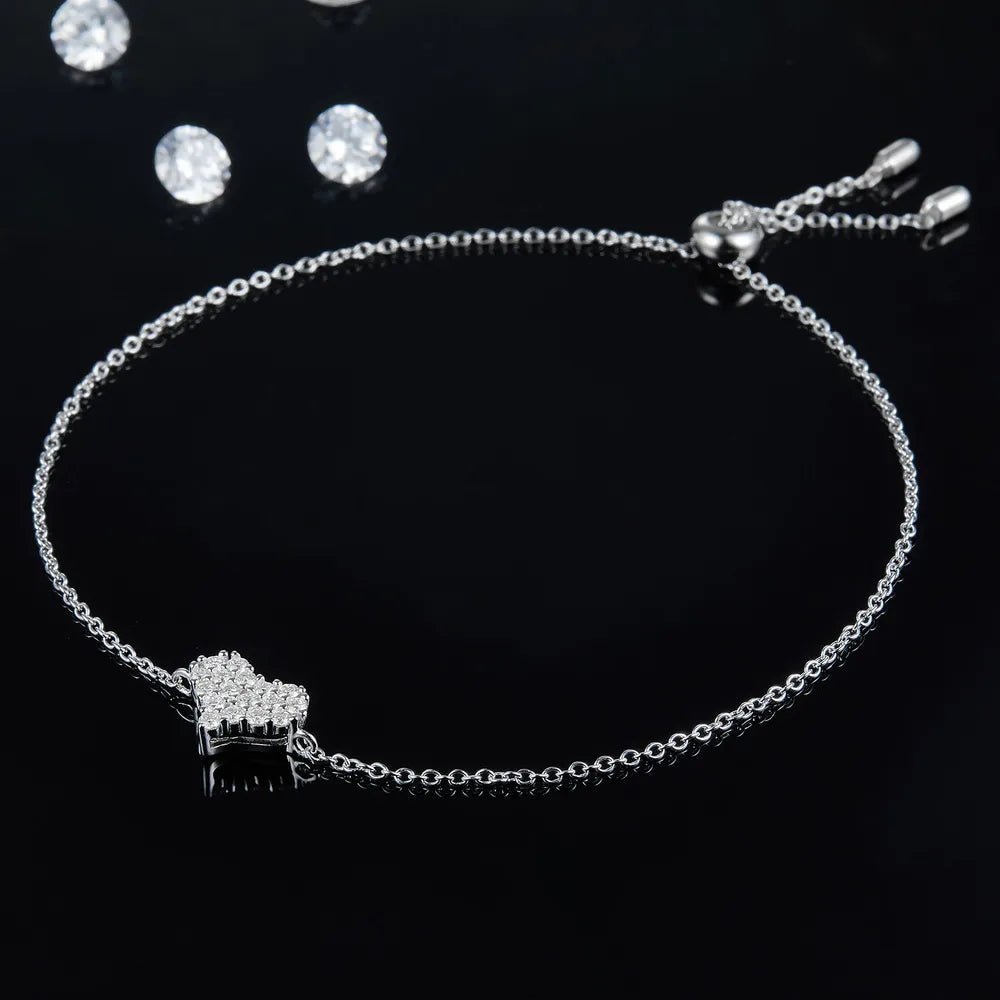 Moissanite 925 Sterling Silver Heart Bracelet - Samuels Jewelers