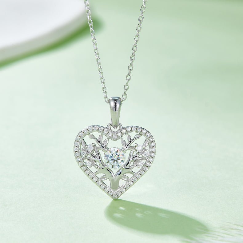 Moissanite 925 Sterling Silver Heart Shape Necklace - Samuels Jewelers