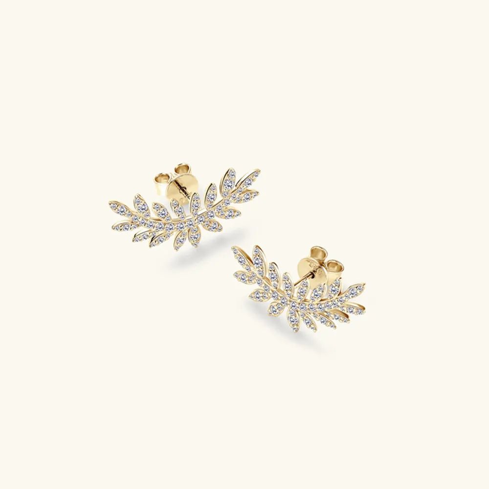 Moissanite 925 Sterling Silver Leaf Shape Stud Earrings - Samuels Jewelers