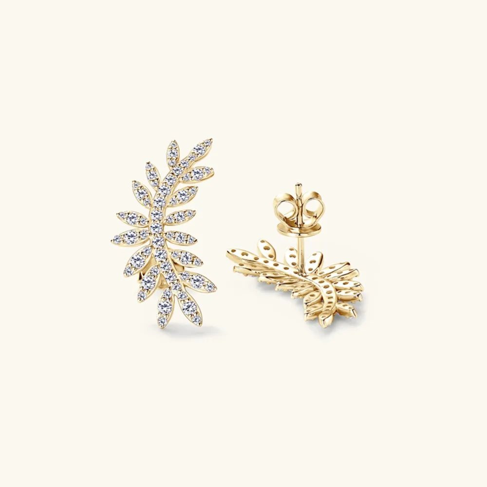 Moissanite 925 Sterling Silver Leaf Shape Stud Earrings - Samuels Jewelers