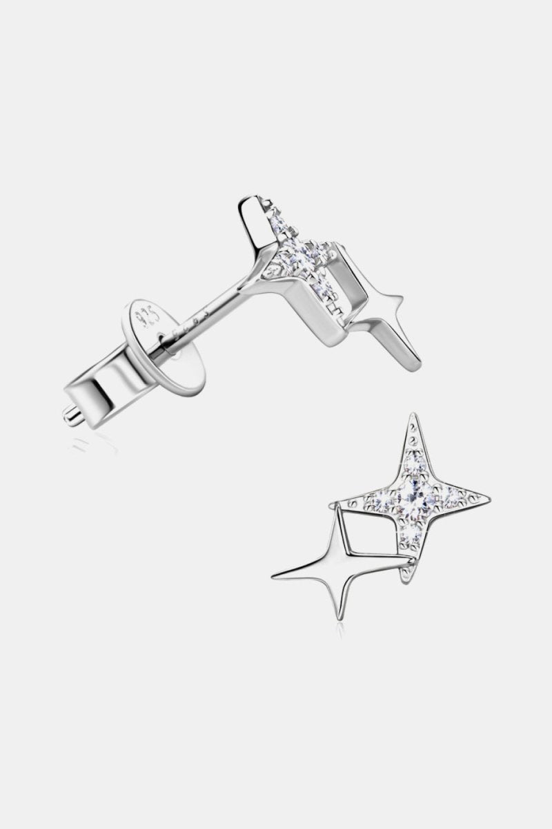 Moissanite 925 Sterling Silver Star Shape Earrings - Samuels Jewelers