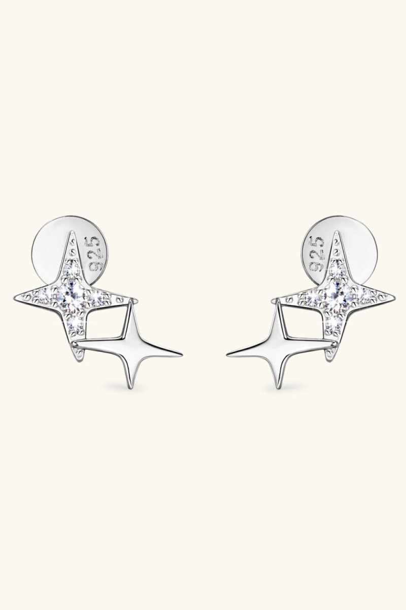 Moissanite 925 Sterling Silver Star Shape Earrings - Samuels Jewelers