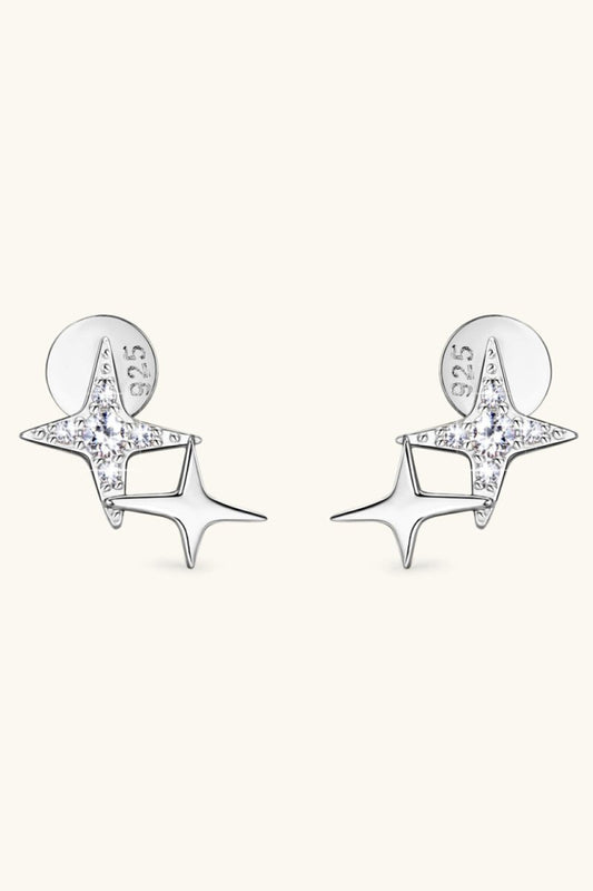 Moissanite 925 Sterling Silver Star Shape Earrings - Samuels Jewelers