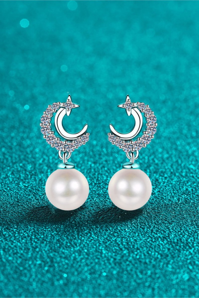 Moissanite Pearl Drop Earrings - Samuels Jewelers