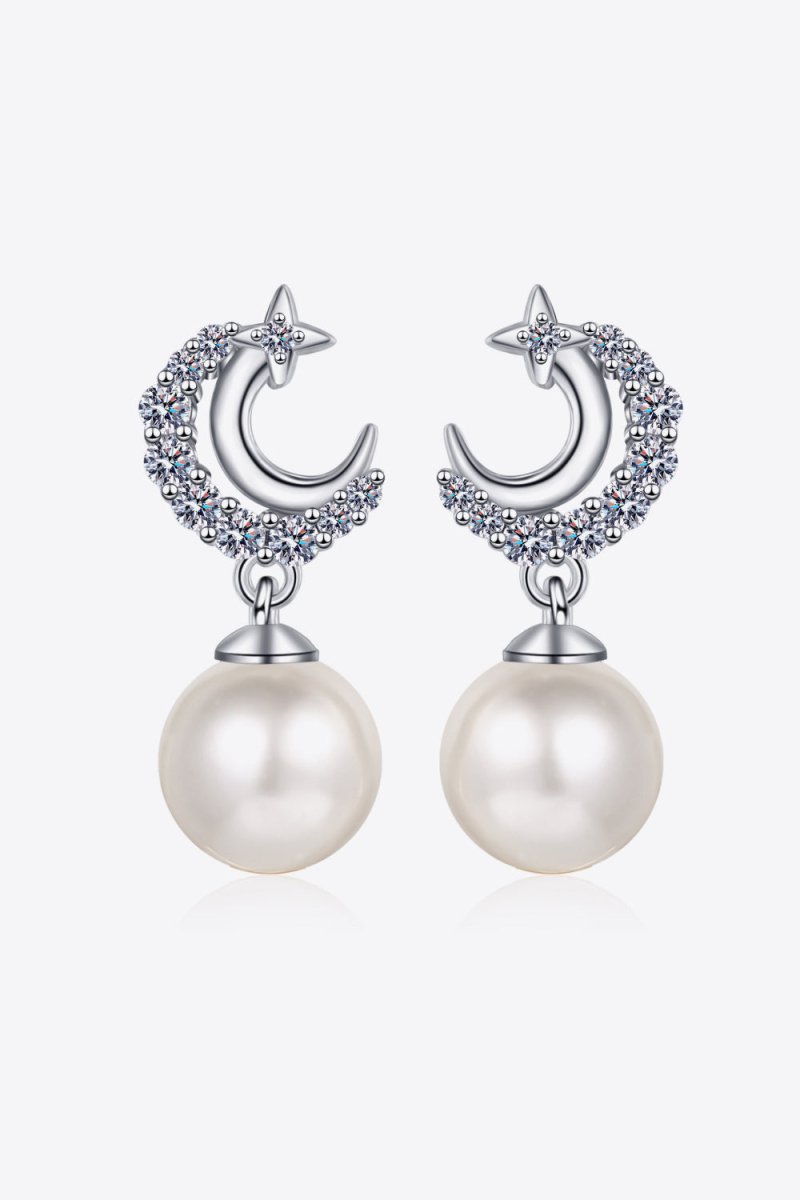 Moissanite Pearl Drop Earrings - Samuels Jewelers