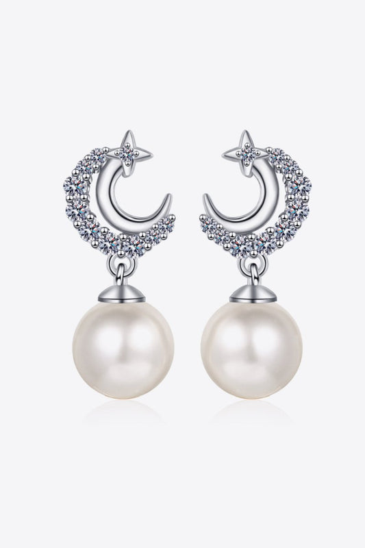 Moissanite Pearl Drop Earrings - Samuels Jewelers